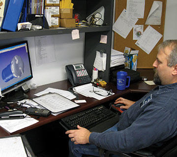 Steve Bungard demonstrates one of the machining operations for a drill bit part in GibbsCAM, which the shop uses to program both turning machines and machining centers. More about Center Rock’s machining process is documented in the episode at edgefactor.com.