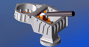 The “Coordinate System from View” function of GibbsCAM’s five-axis module helped Next Intent overcome the difficulty of machining the pockets undercut on all four walls of the larger blind pocket.