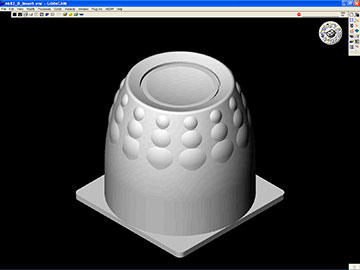 After importing it from a CAD file, GibbsCAM renders the solid model of the core.