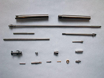 These parts were programmed with GibbsCAM and machined on the Citizen Swiss-type turning center. At the top are parts used in aerospace applications for which Precise Products purchased the C32 in order to create. The part directly underneath the top two parts is one of many that earned the shop the 2008 Rockwell Collins Machined Metal Supplier of the Year award.