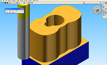 GibbsCAM Cut Part Rendering simulates cutting tool motion and material removal to enable optimization of machining the oil pump rotor.