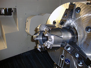 A drill bit being machined on the Mazak Variaxis 730-5X II