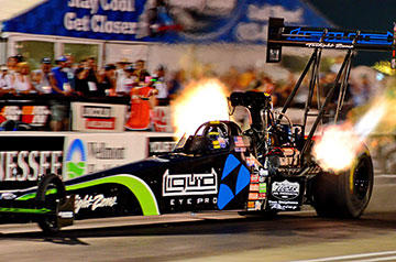 About a third of CNCPE's business involves supplying racing components to NASCAR and NHRA. CNCPE's own line of drag racing clutches and clutch components are used by several NHRA drag racing teams, including Lagana Motorsports. Shown here is Dominick Lagana driving a 10,000 hp Top Fuel Dragster capable of 330 mph in the quarter mile.