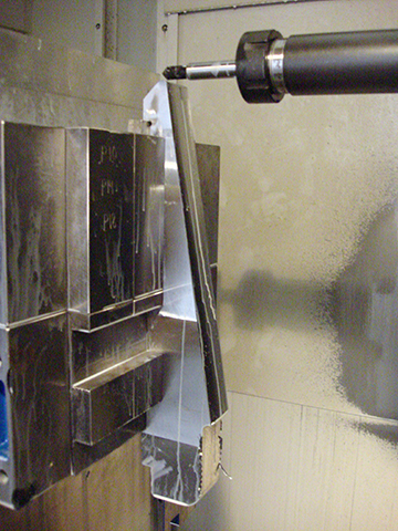 An inserted chamfer tool breaks sharp edges of a universal casing elevator slip, which is machined on a four-axis Daewoo DHT-630 HMC. Multiaxis machining and GibbsCAM enabled High Tech Components to increase production from six to more than twenty workpieces a day.