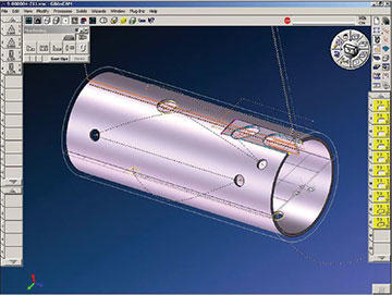 Instead of programming conventionally with two to four passes of 1/4” to 1/8” depth, Switzer programs a single pass at full 1/2” depth with GibbsCAM VoluMill, which generates an efficient toolpath with a smooth pattern that Switzer leaves as the surface finish to demonstrate workmanship.