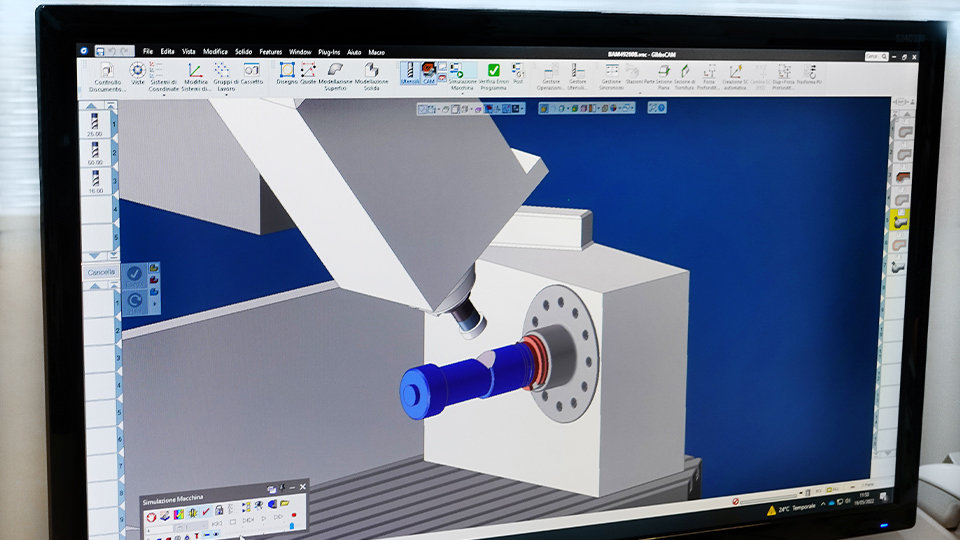 Simulazione a schermo della lavorazione in GibbsCAM