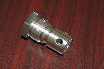 The final aircraft brake insert, or “martini valve,” was programmed and machined 2 days after SR Machining received its MTM software and turning centers.