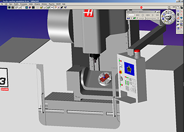 Instructor Craig Bidwell, who modeled the 5-axis machine for simulation in GibbsCAM, says, “Simulation is extremely valuable because it prevents costly errors that cause collisions between machine, fixture and work pieces.” The GibbsCAM simulation of Nash Community College project, using exact model of 3-axis Haas VM-3 equipped with TR-210 trunnion, which converts the machine to 5-axis.