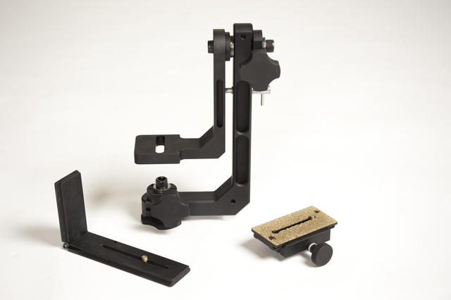 Developing his photographic venture during the recent recession, Rob Pleas created these tripod accessories, using GibbsCAM for CNC programming, and his Lagun 717-S for machining components. His first three products, left to right: folding L-bracket; gimbal tripod head to support a camera and long lens for smooth panning; and quick-release balancing clamp for mounting camera or lens on some tripod heads.