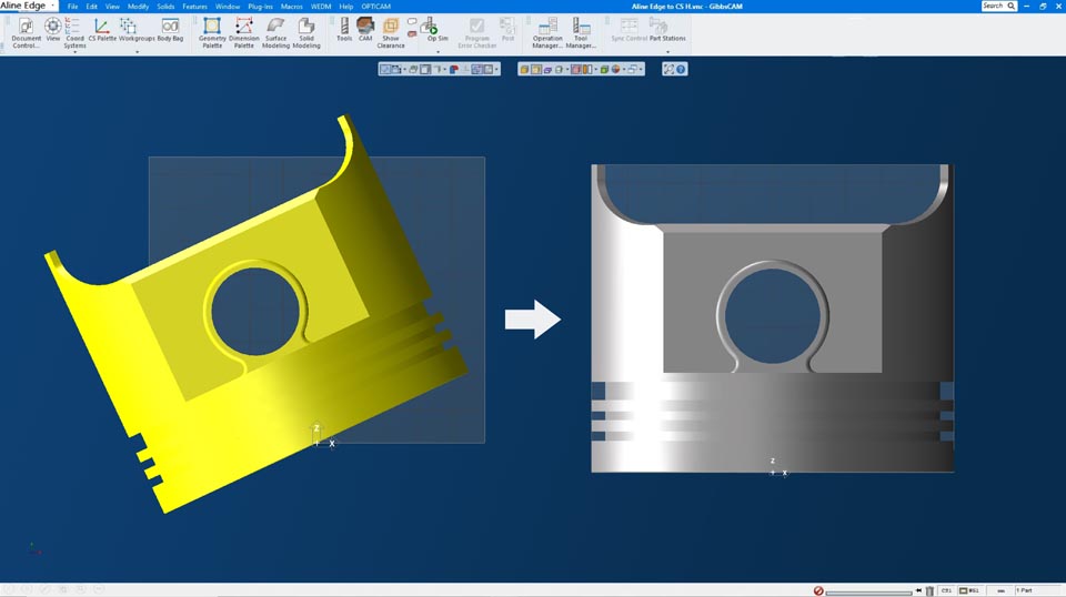 Align edge to coordinate system for easy orientation