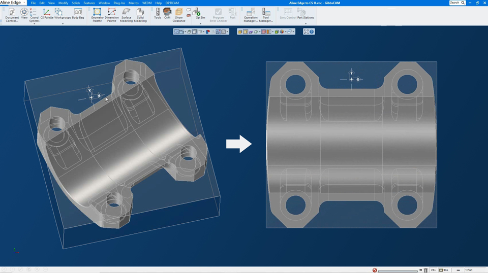 Align edge to coordinate system for easy orientation