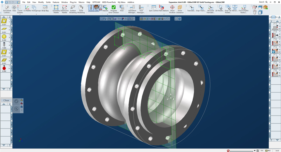 Interactive Profiler controls geometric elements