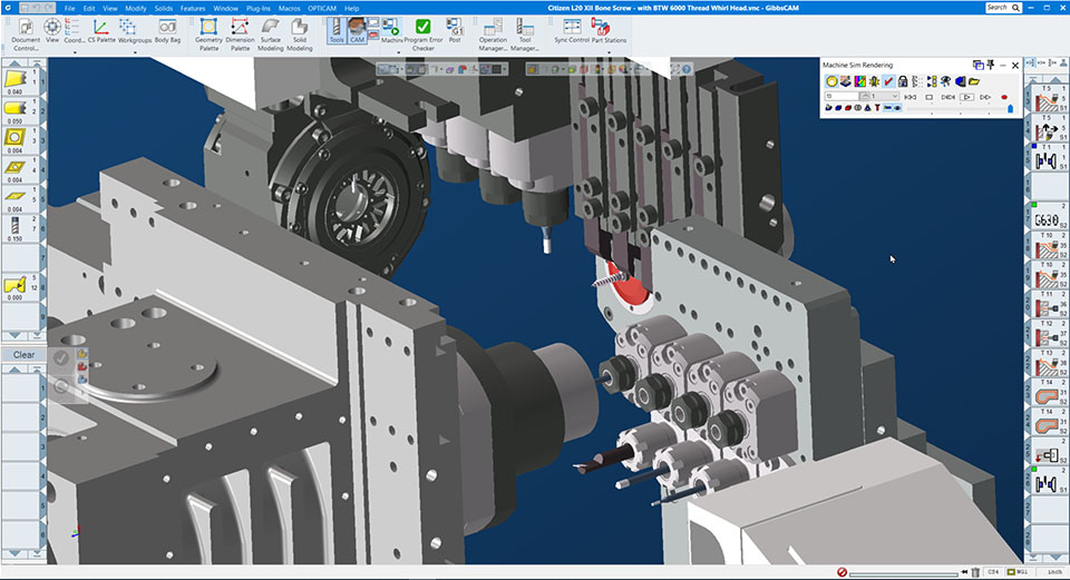 Program the most complex Swiss-style machines with the same easy-to-use GibbsCAM interface