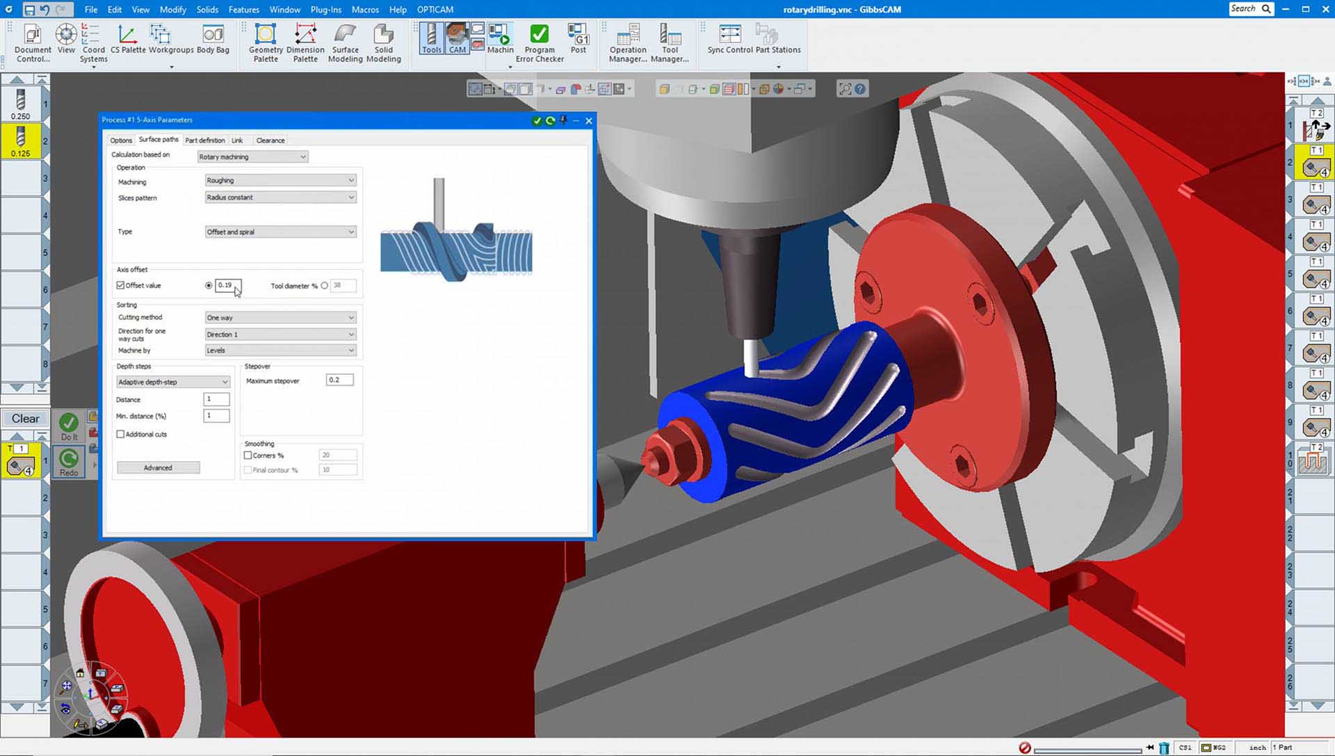 5-axis enhancements include a new rotary machining strategy to cut parts with cylindrical or conical floors