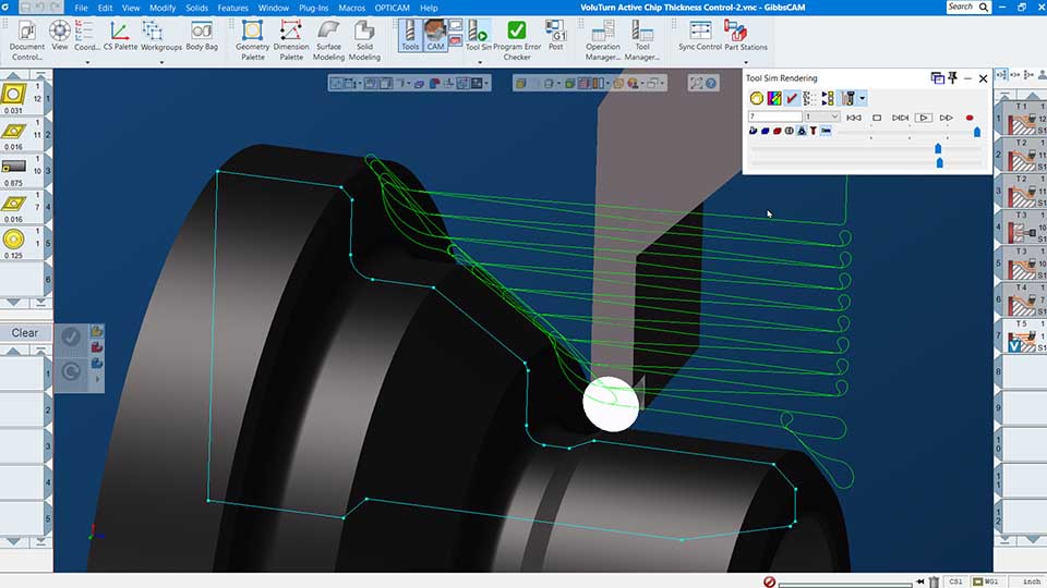 Active Chip Thickness Control in VoluTurn for optimized feedrate
