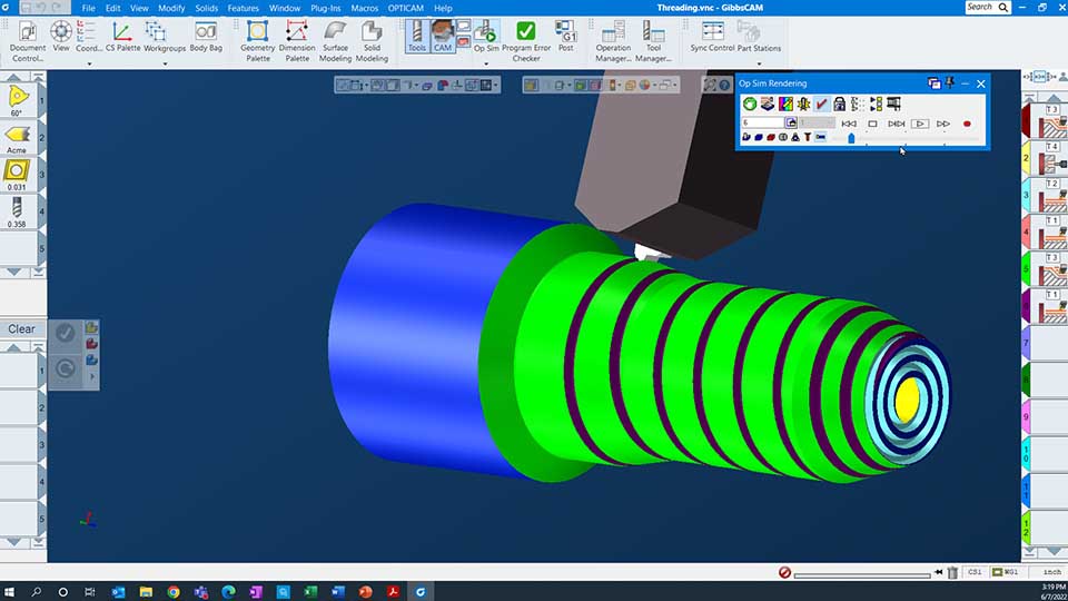 Variable pitch threading applied to the face and outer diameter