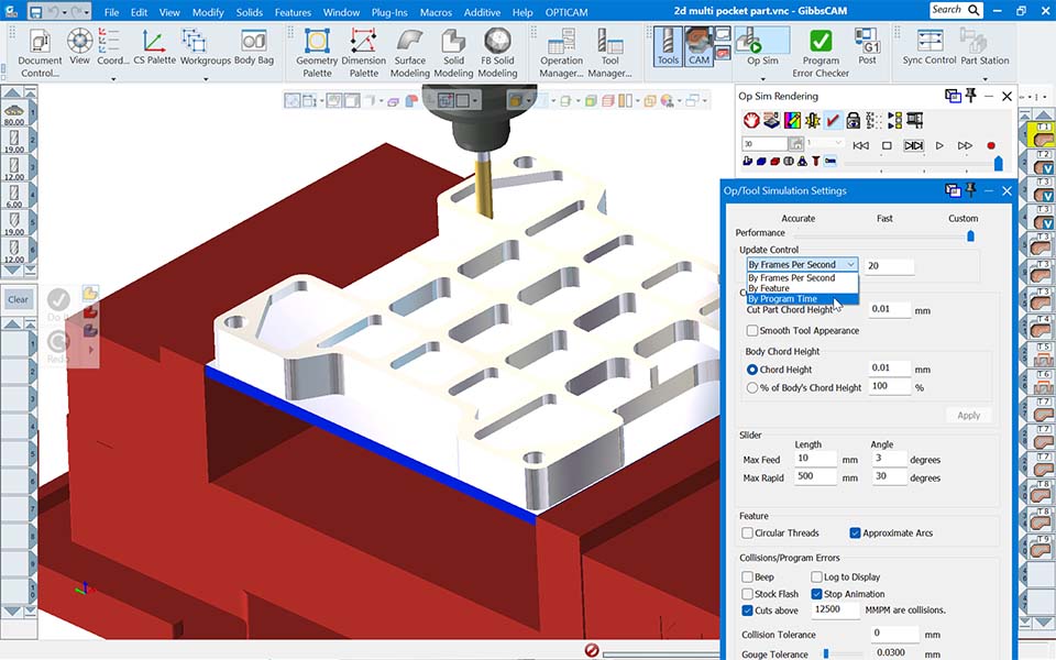 GibbsCAM 2026 adds metallic rendering for tools, fixtures, and simulation highlights, improving visual clarity and realism during simulation.